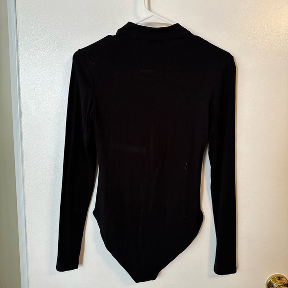 Zip-up Black Bodysuit with Mockneck - Picture 2 of 2